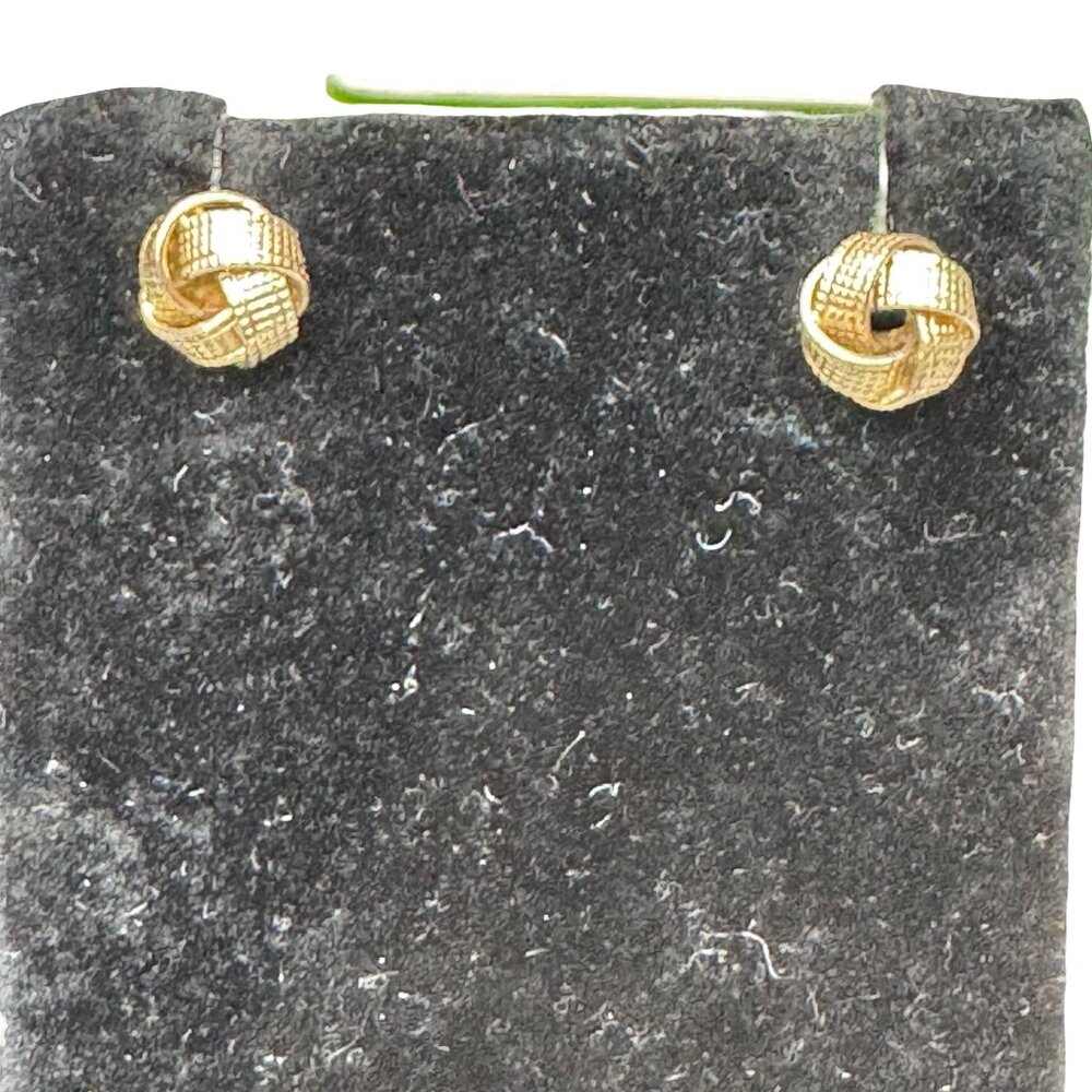 Vintage Gold Tone Textured Knot Stud Earrings Petite Everyday Wear Estate